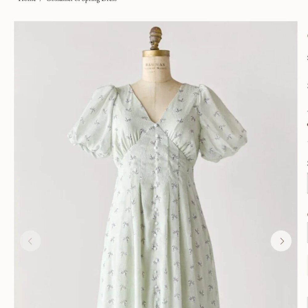 Cottagecore Mint Green Puff Sleeve Corset Style Midi Dress